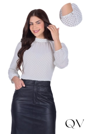 BLUSA EM TECIDO PLANO COM ESTAMPA EM POÁ OFF - HAPUK