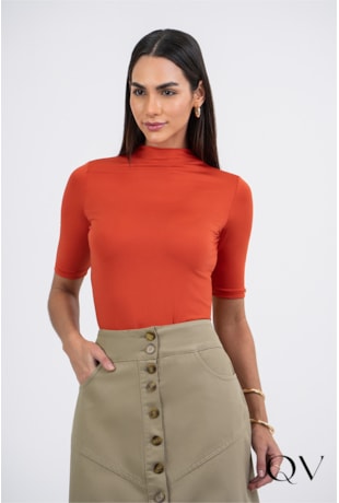 BLUSA EM TECIDO PLANO GOLA ALTA VERMELHO - VIA TOLENTINO