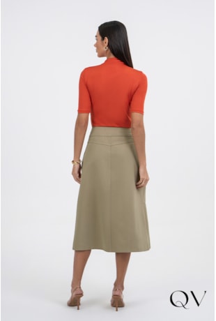 BLUSA EM TECIDO PLANO GOLA ALTA VERMELHO - VIA TOLENTINO