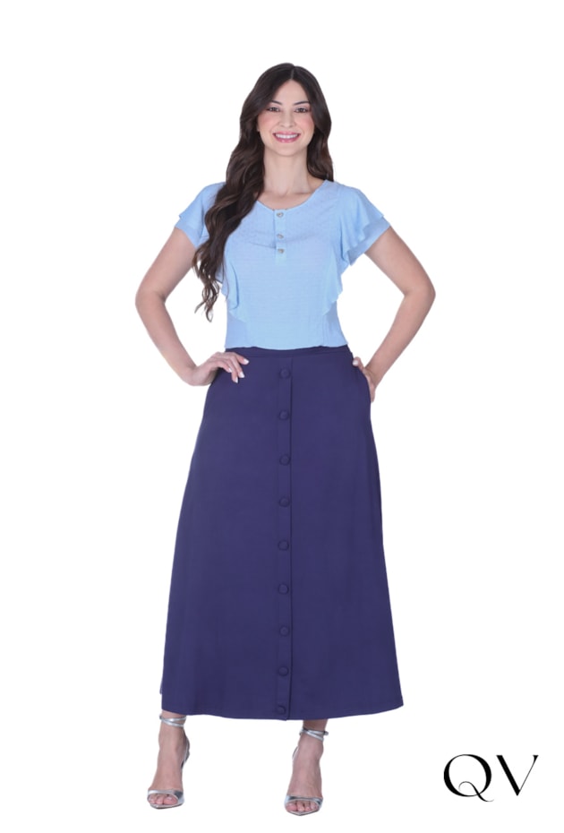 BLUSA EM TECIDO PLANO TEXTURIZADO AZUL - HAPUK BLUSA EM TECIDO PLANO TEXTURIZADO AZUL - HAPUK