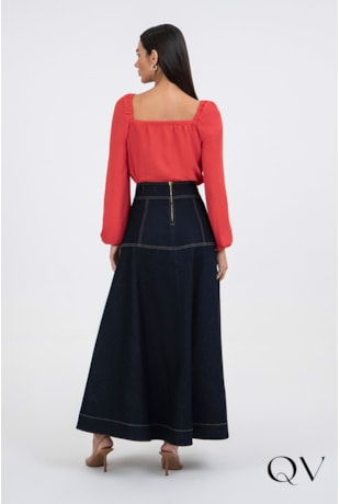 BLUSA EM TECIDO PLANO VERMELHO CEREJA - VIA TOLENTINO