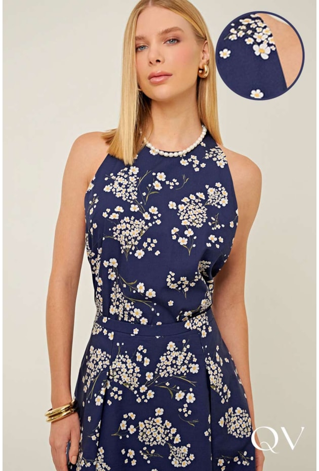 BLUSA EM TRICOLINE ESTAMPA MARINHO - LINDA DE MORRER BLUSA EM TRICOLINE ESTAMPA MARINHO - LINDA DE MORRER