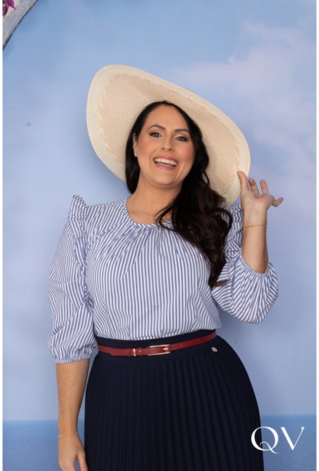 BLUSA EM TRICOLINE LISTRADO COM TRANSPASSE BRANCO - LEKAZIS BLUSA EM TRICOLINE LISTRADO COM TRANSPASSE BRANCO - LEKAZIS