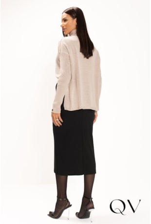 BLUSA EM TRICOT GOLA ALTA AMPLA NUDE - LEKAZIS BLUSA EM TRICOT GOLA ALTA AMPLA NUDE - LEKAZIS