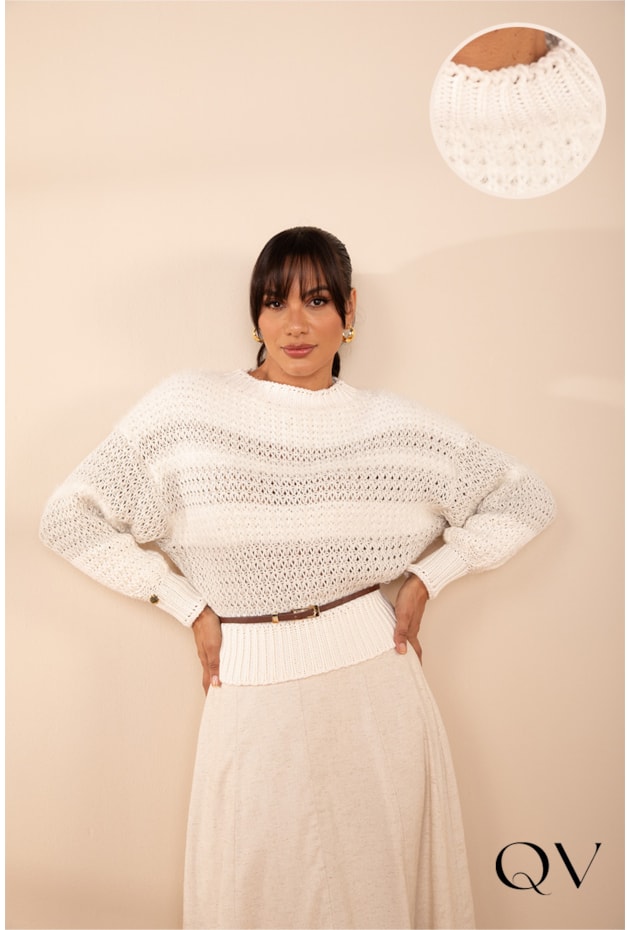 BLUSA EM TRICOT OFF WHITE - LEKAZIS