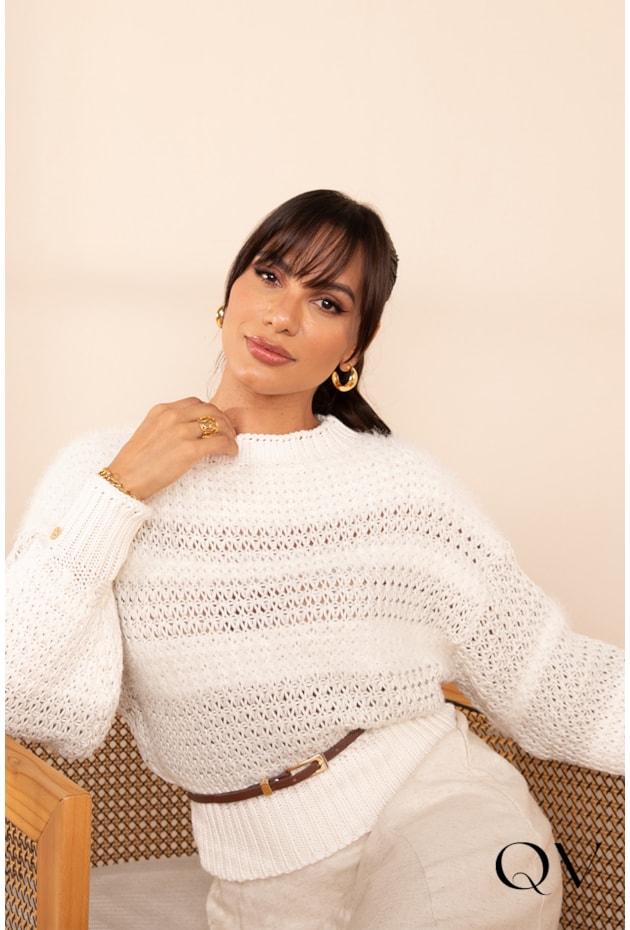 BLUSA EM TRICOT OFF WHITE - LEKAZIS