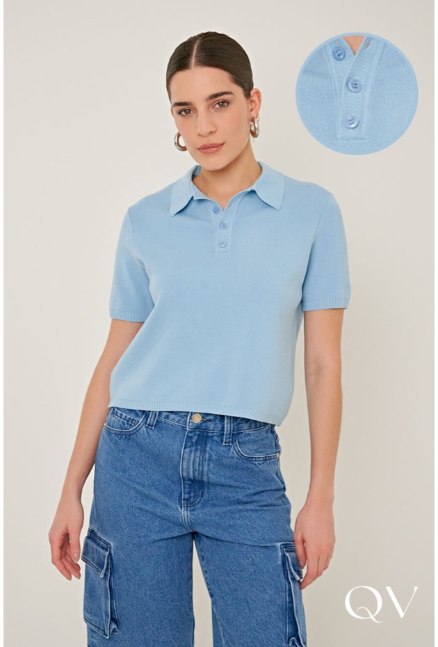 BLUSA EM TRICOT PREMIUM SLIM AZUL CÉU - LINDA DE MORRER BLUSA EM TRICOT PREMIUM SLIM AZUL CÉU - LINDA DE MORRER
