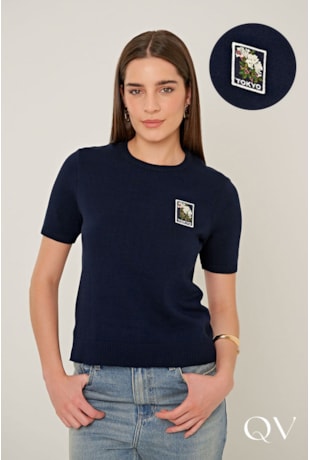 Produto BLUSA EM TRICOT SLIM AZUL - LINDA DE MORRER