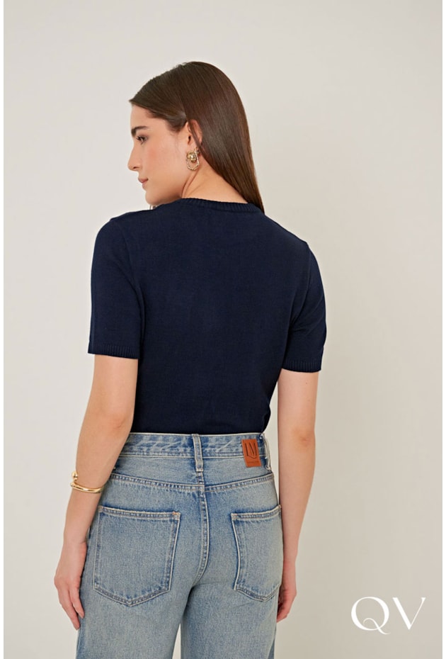 BLUSA EM TRICOT SLIM AZUL - LINDA DE MORRER BLUSA EM TRICOT SLIM AZUL - LINDA DE MORRER