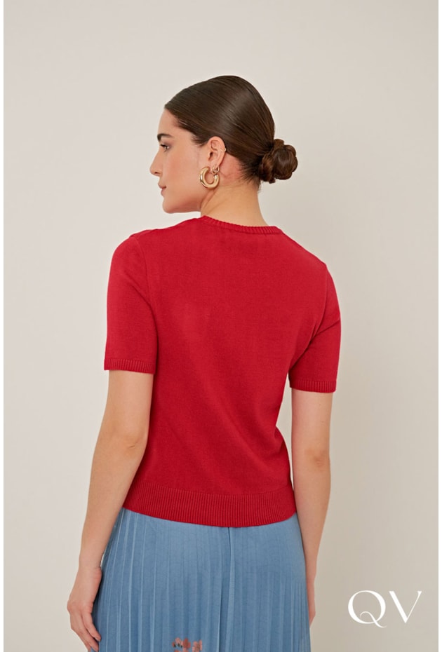 BLUSA EM TRICOT SLIM VERMELHO - LINDA DE MORRER