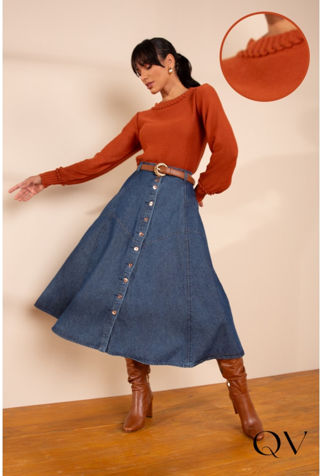 BLUSA EM TRICOT TRANÇADO CARAMELO - LEKAZIS BLUSA EM TRICOT TRANÇADO CARAMELO - LEKAZIS