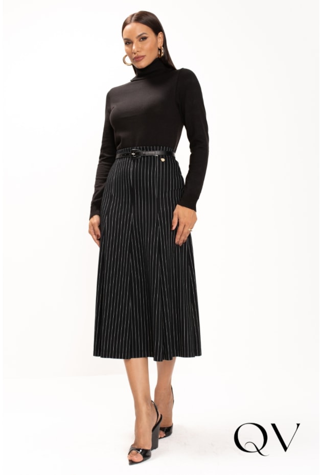 BLUSA EM TRICOT VISCOSE GOLA ALTA PRETO - LEKAZIS BLUSA EM TRICOT VISCOSE GOLA ALTA PRETO - LEKAZIS