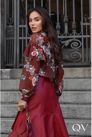 BLUSA EM TULE ESTAMPADO MARROM - LUZIA FAZZOLLI BLUSA EM TULE ESTAMPADO MARROM - LUZIA FAZZOLLI