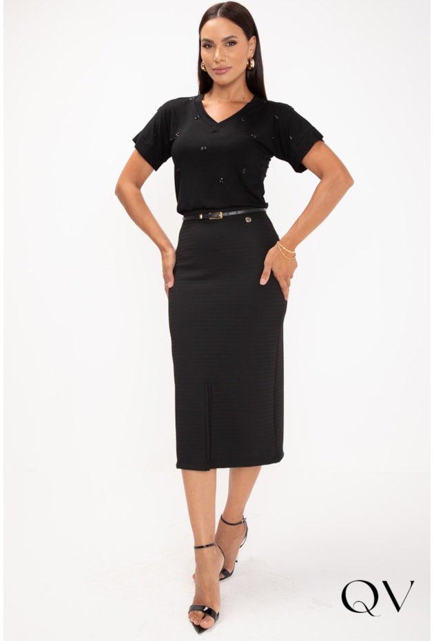 BLUSA EM VISCOLYCRA BORDADO PRETO - LEKAZIS BLUSA EM VISCOLYCRA BORDADO PRETO - LEKAZIS