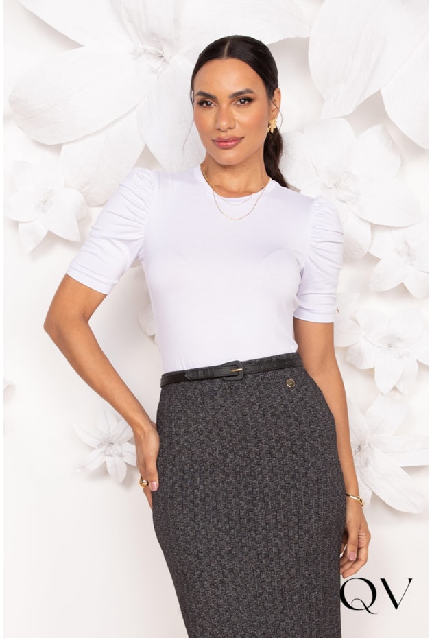 BLUSA EM VISCOLYCRA BRANCO - LEKAZIS BLUSA EM VISCOLYCRA BRANCO - LEKAZIS