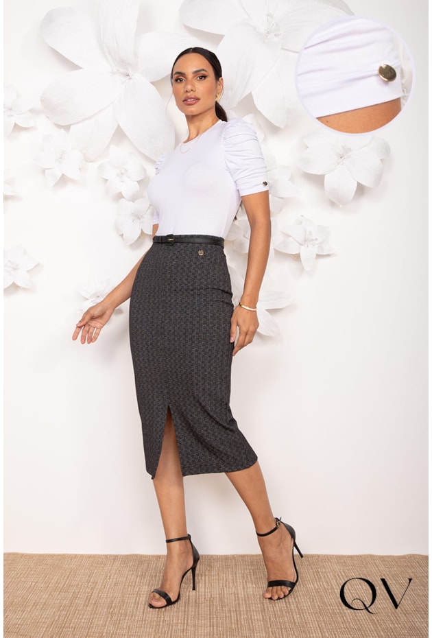 BLUSA EM VISCOLYCRA BRANCO - LEKAZIS BLUSA EM VISCOLYCRA BRANCO - LEKAZIS