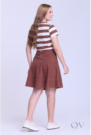 BLUSA ESTAMPA CEREJA EM MALHA DE ALGODÃO MARROM - HAPUK