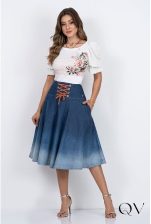BLUSA ESTAMPA FRONTAL E PÉROLAS OFF WHITE - VIA TOLENTINO