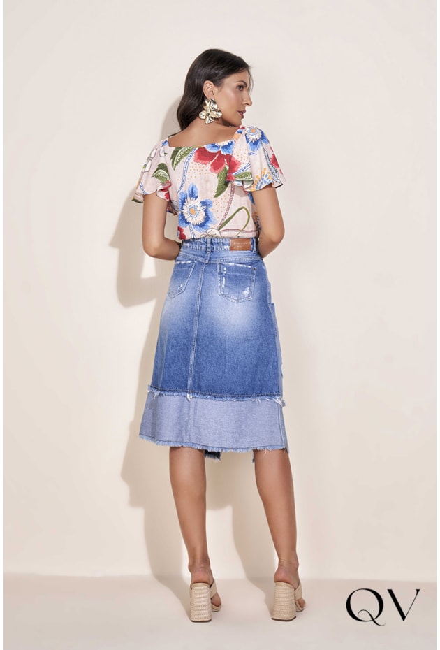 BLUSA ESTAMPADA MANGA GODÊ - TITANIUM JEANS
