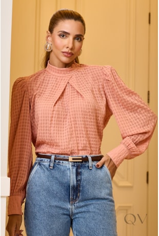 BLUSA ESTAMPADO EM CHIFFON ROSÊ - LUZIA FAZZOLLI