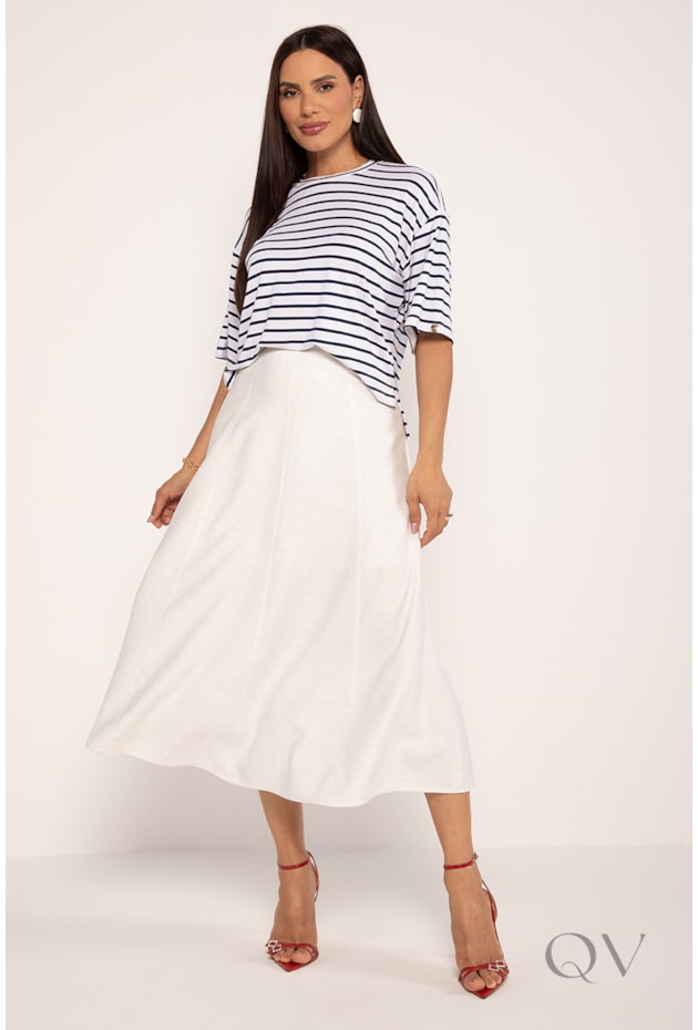 BLUSA ESTILO NAVY AMPLA EM VISCOLYCRA LISTRADA - LEKAZIS