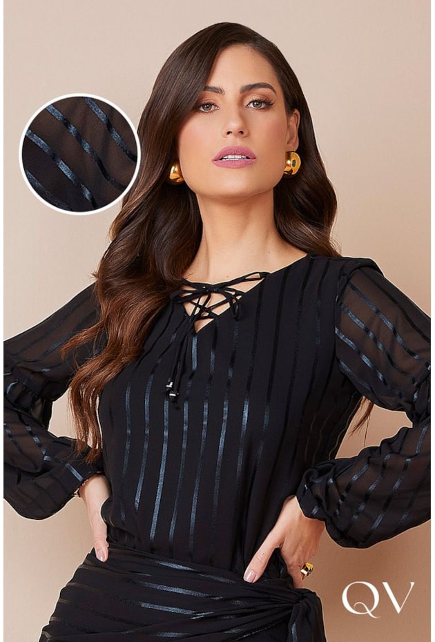 BLUSA GLAM CREPE PRETA - TITANIUM JEANS BLUSA GLAM CREPE PRETA - TITANIUM JEANS