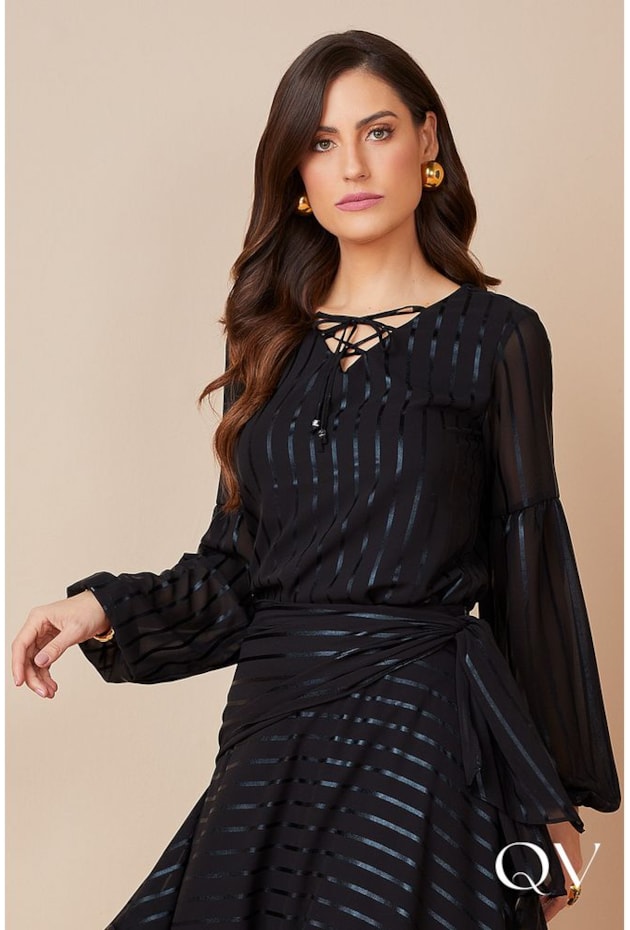BLUSA GLAM CREPE PRETA - TITANIUM JEANS BLUSA GLAM CREPE PRETA - TITANIUM JEANS