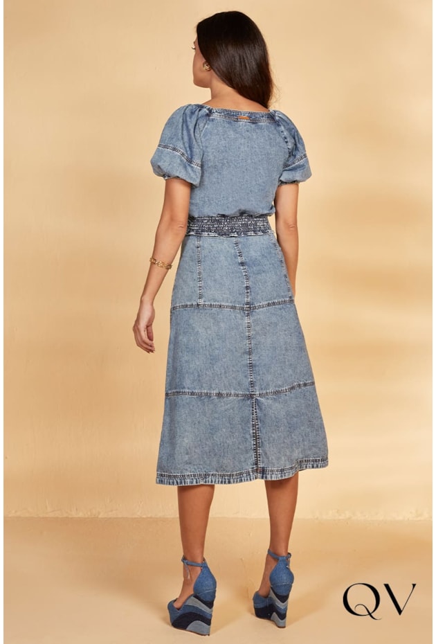 BLUSA JEANS CÓS EM LASTEX - TITANIUM JEANS