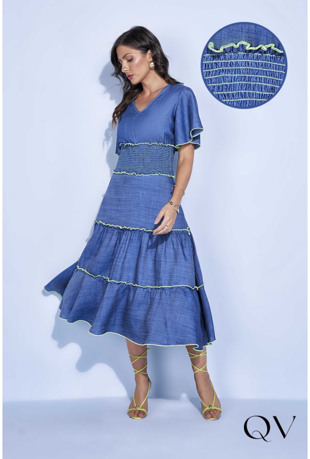 BLUSA JEANS CÓS LASTEX FRANZIDO - TITANIUM JEANS BLUSA JEANS CÓS LASTEX FRANZIDO - TITANIUM JEANS