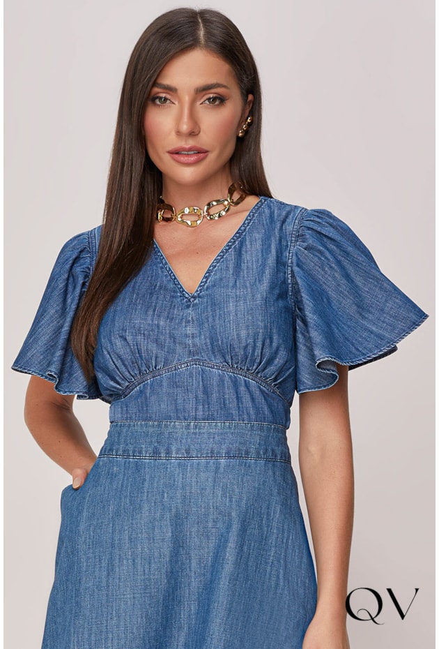 BLUSA JEANS DECOTE EM V - TITANIUM JEANS BLUSA JEANS DECOTE EM V - TITANIUM JEANS