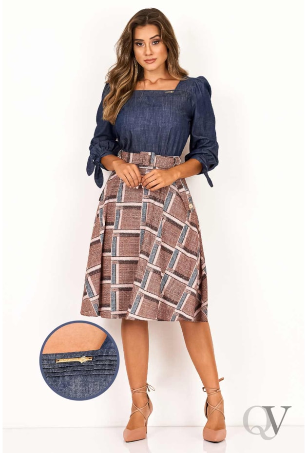 BLUSA JEANS DETALHE PREGAS - VIA TOLENTINO BLUSA JEANS DETALHE PREGAS - VIA TOLENTINO