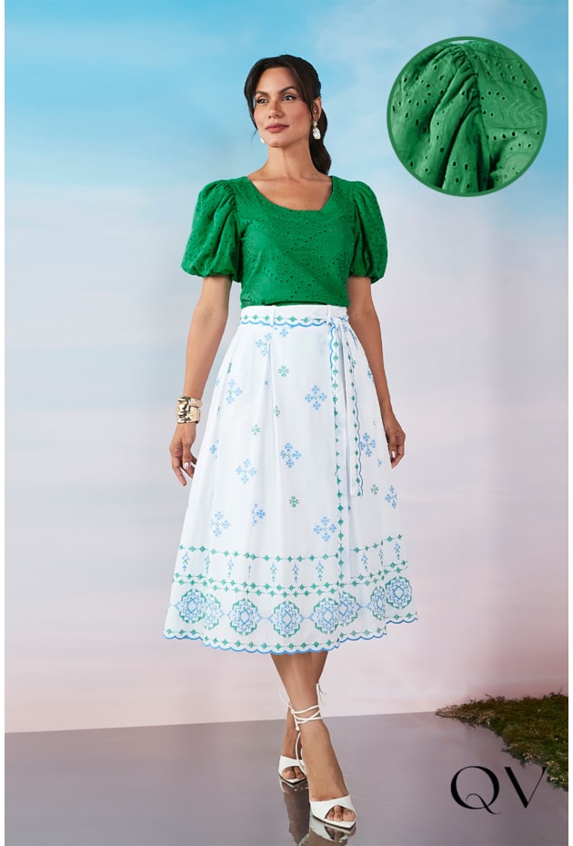 BLUSA LAISE MANGA BALONÊ VERDE - JANY PIM BLUSA LAISE MANGA BALONÊ VERDE - JANY PIM