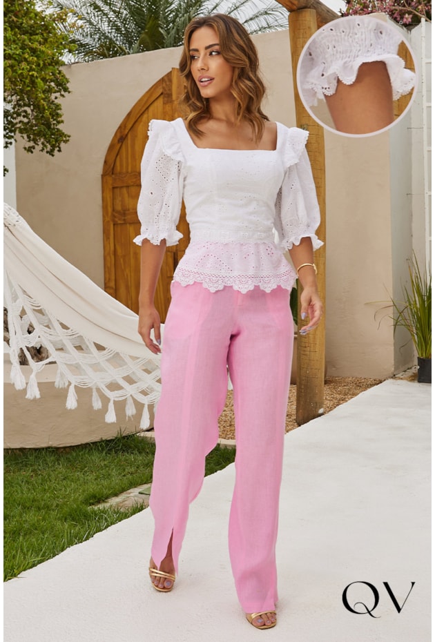BLUSA LAISE MANGA BUFANTE OFF - DOCE MARIA