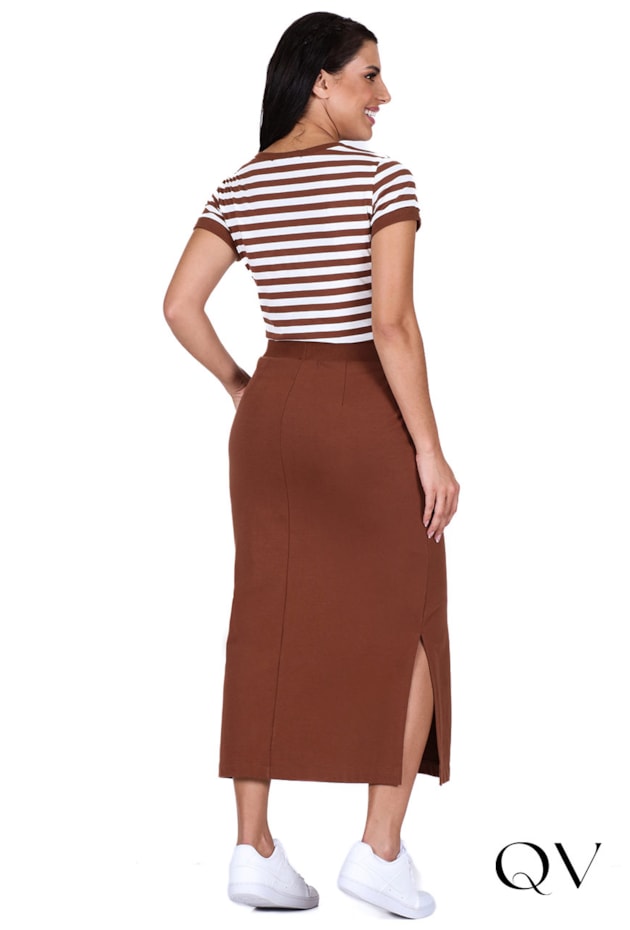 BLUSA LISTRADA COM RIBANA MARROM - HAPUK BLUSA LISTRADA COM RIBANA MARROM - HAPUK