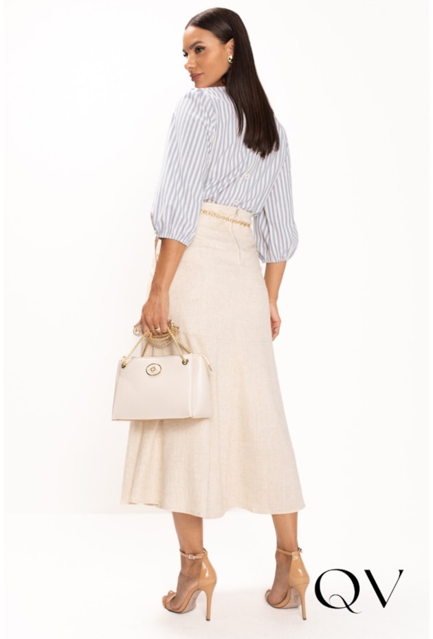 BLUSA LISTRADA EM ALGODÃO AZUL - LEKAZIS