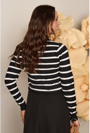 BLUSA LISTRADA EM MODAL BRANCO E PRETO - JANY PIM