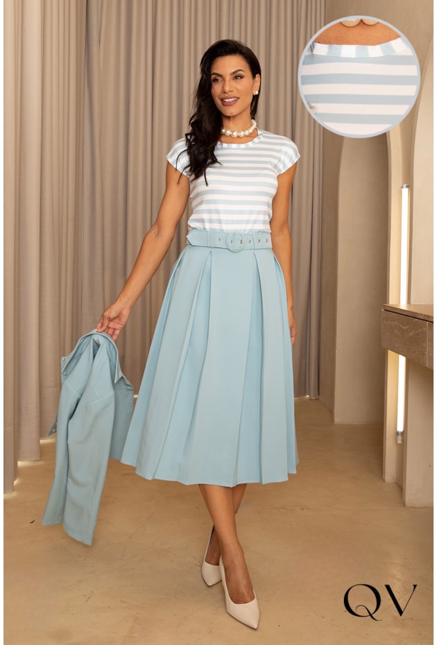 BLUSA LISTRADA MANGA JAPONESA AZUL - JANY PIM BLUSA LISTRADA MANGA JAPONESA AZUL - JANY PIM