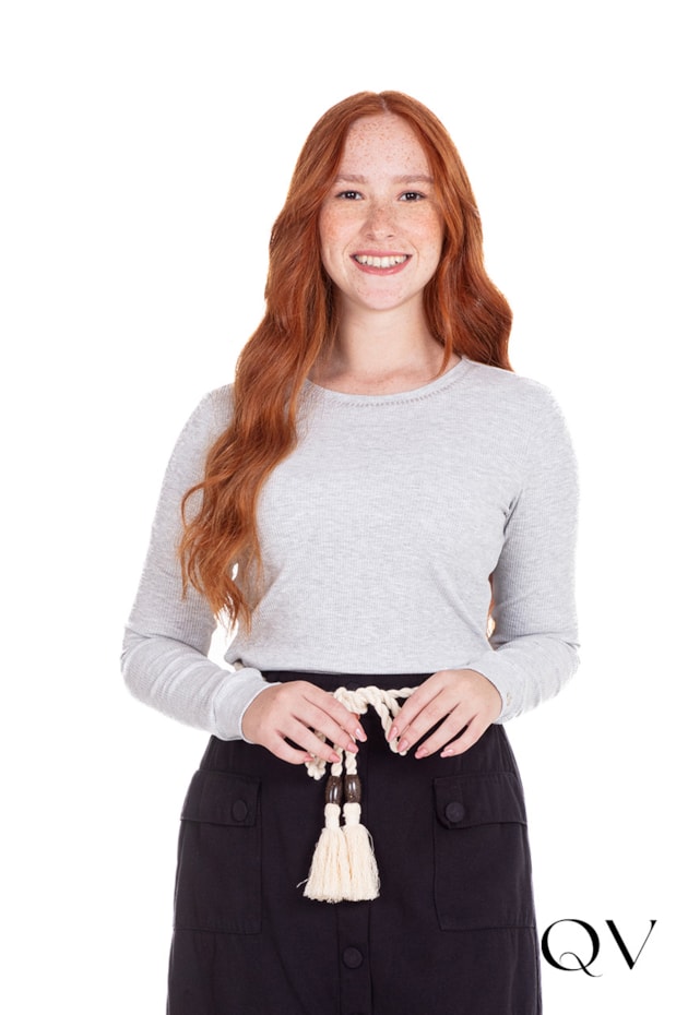 BLUSA MALHA BORDADO CINZA - HAPUK