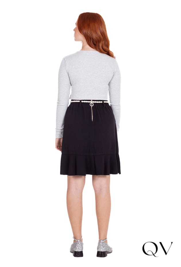 BLUSA MALHA BORDADO CINZA - HAPUK