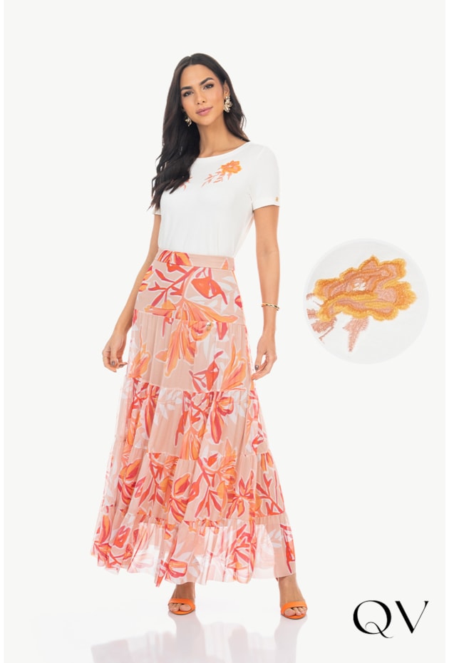 BLUSA MALHA BORDADO FLORAL OFF - VIA TOLENTINO BLUSA MALHA BORDADO FLORAL OFF - VIA TOLENTINO