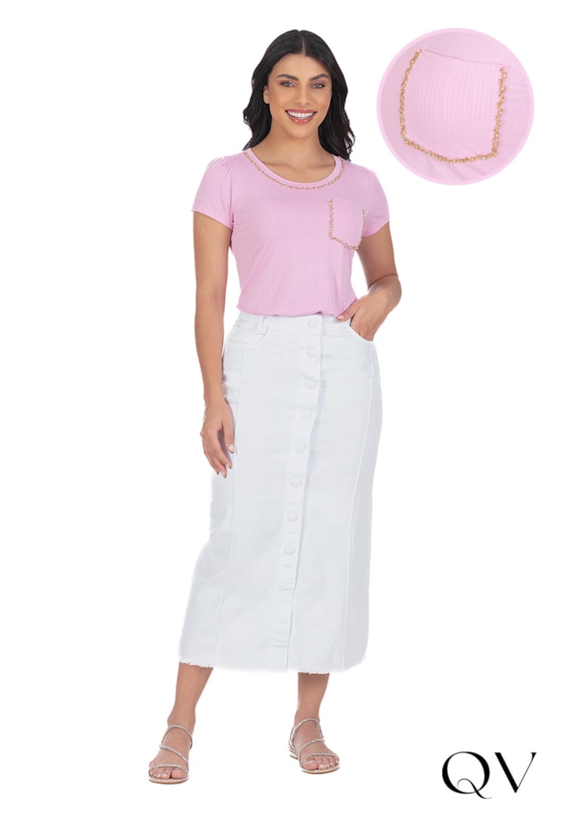 BLUSA MALHA BORDADO STRASS ROSA - HAPUK BLUSA MALHA BORDADO STRASS ROSA - HAPUK