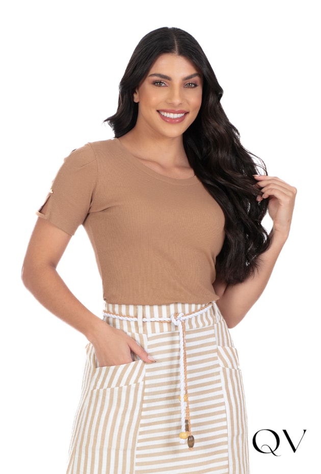 BLUSA MALHA BOTÃO CORAÇÃO BEGE - HAPUK BLUSA MALHA BOTÃO CORAÇÃO BEGE - HAPUK