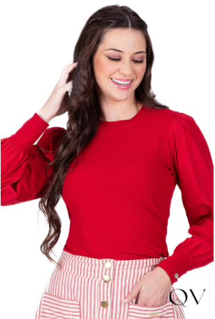 BLUSA MALHA CANELADA VERMELHO - HAPUK