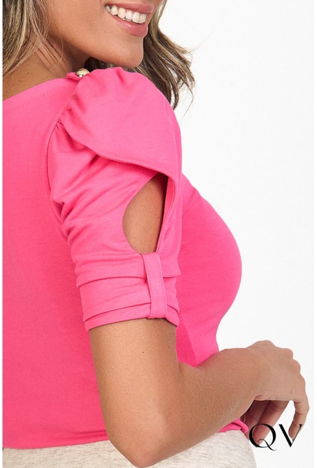 BLUSA MALHA COM DETALHE DE PASSANTES ROSA - VIA TOLENTINO BLUSA MALHA COM DETALHE DE PASSANTES ROSA - VIA TOLENTINO