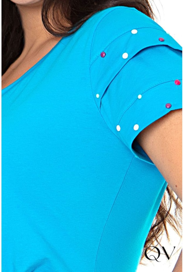 BLUSA MALHA COM DETALHE EM TAXAS AZUL - HAPUK