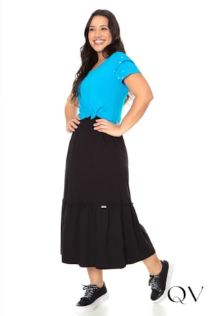 BLUSA MALHA COM DETALHE EM TAXAS AZUL - HAPUK