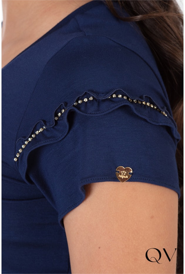 BLUSA MALHA COM STRASS MARINHO - HAPUK BLUSA MALHA COM STRASS MARINHO - HAPUK
