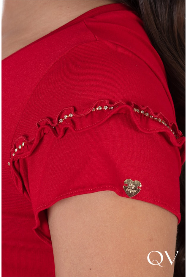 BLUSA MALHA COM STRASS VERMELHO - HAPUK