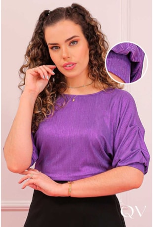 BLUSA MALHA FRIA TEXTURIZADA UVA - PURO SHARMY
