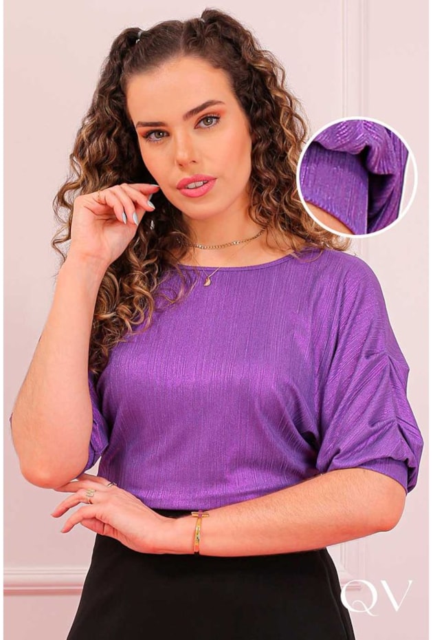 BLUSA MALHA FRIA TEXTURIZADA UVA - PURO SHARMY BLUSA MALHA FRIA TEXTURIZADA UVA - PURO SHARMY